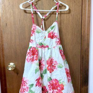 Abercrombie & Fitch White Pink Floral Sun Dress Lined Y2K Style Size Medium